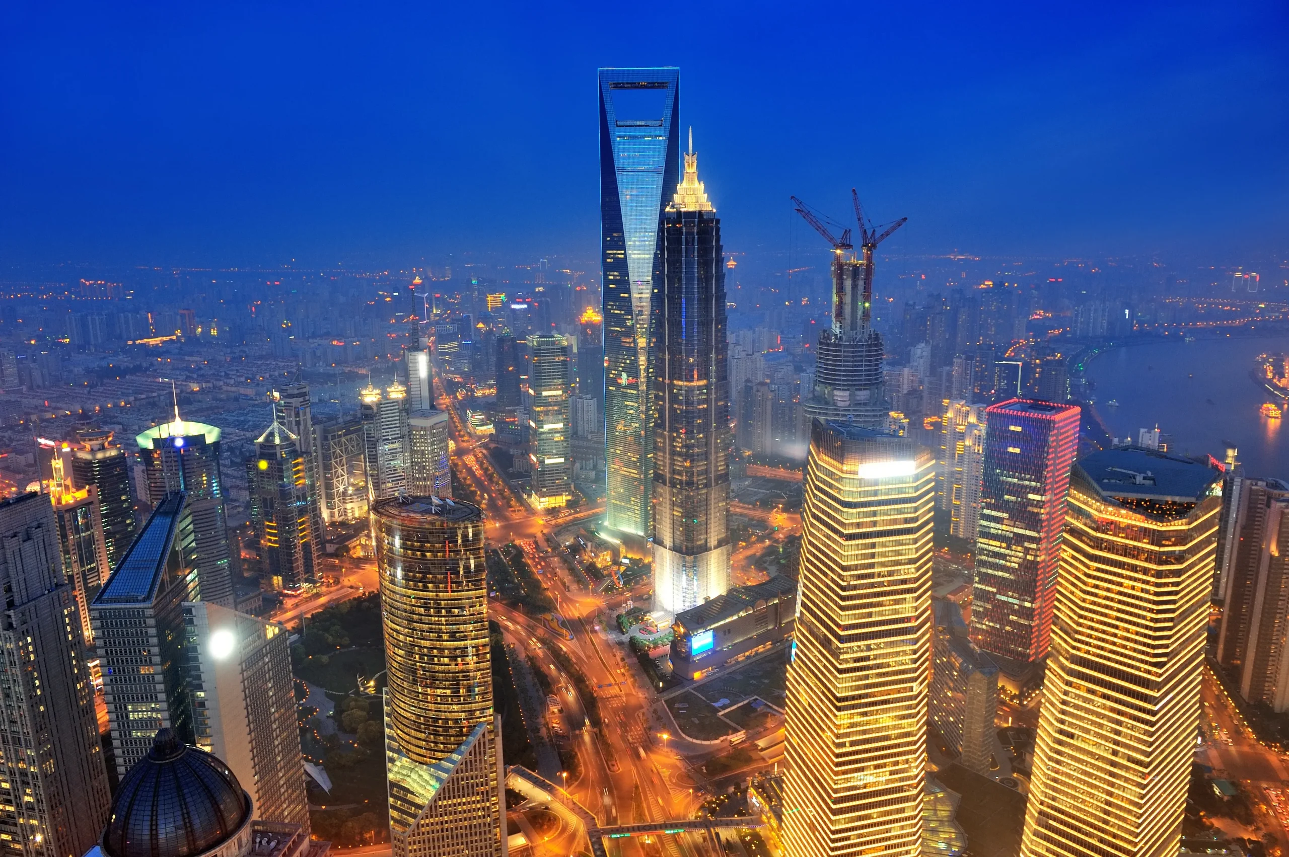Home shanghai aerial dusk
