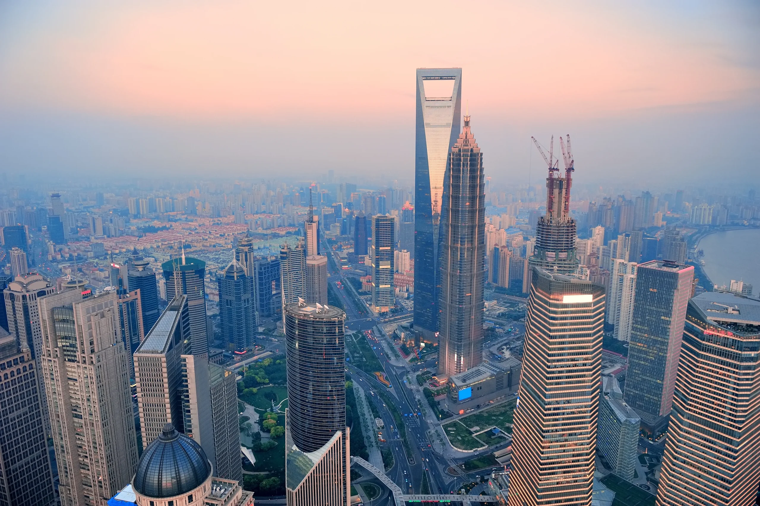 Home shanghai aerial sunset